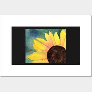 Close up Sunflower Watercolor Painting Posters and Art